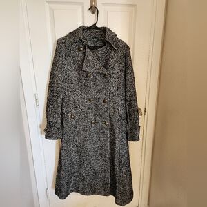 Lauren by Ralph Lauren Wool Houndstooth Trench Coat Women's size 10 NWOT